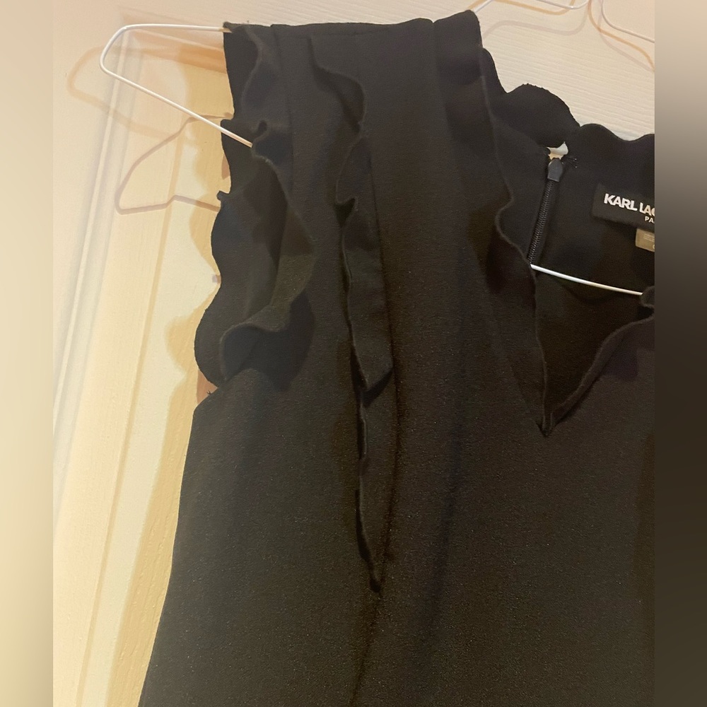 Karl Lagerfeld Little Black Dress with Ruffles Size 0 - Picture 5 of 11